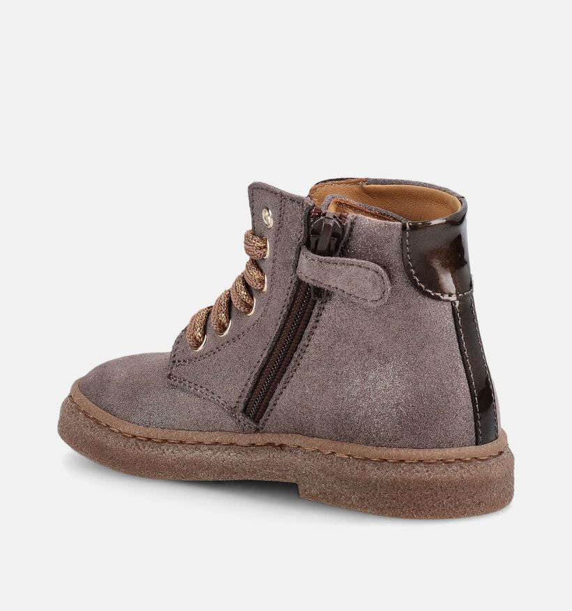 STONES and BONES Plan Grijze Boots met Veter en Rits voor meisjes (381396) - geschikt voor steunzolen