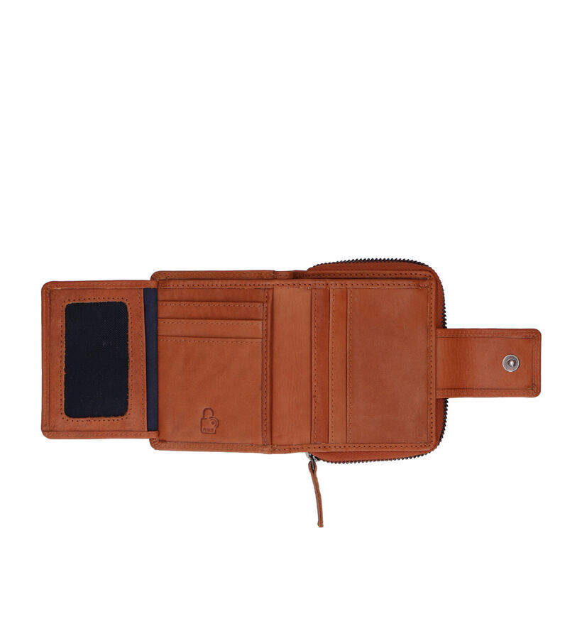 Euro-Leather Porte-monnaie zippé en Cognac pour femmes (343480)