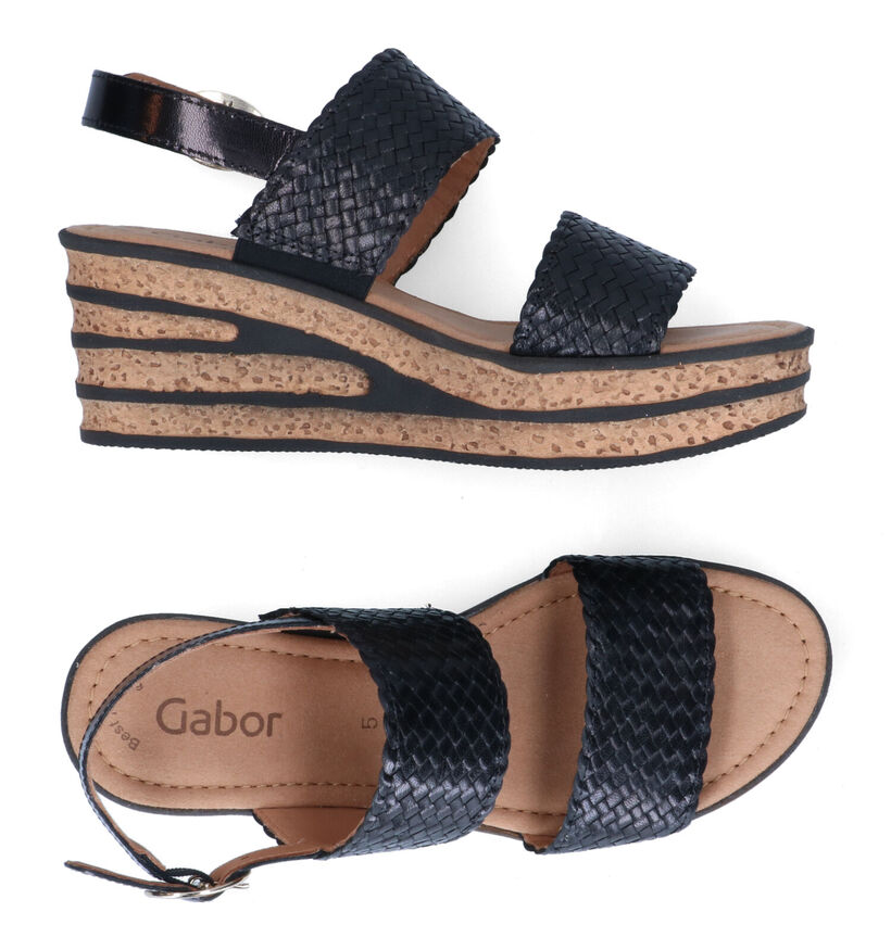 Gabor Best Fitting Zwarte Sandalen in leer (306146)