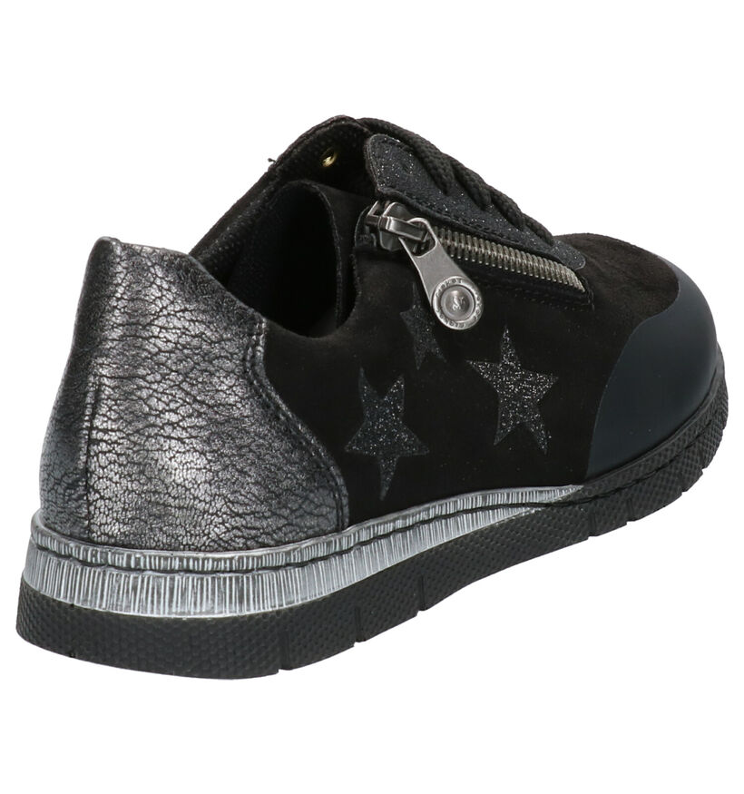 Rieker Zwarte Schoenen met Rits/Veter in stof (253742)