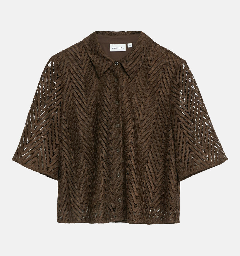 comma Donkerbruin Hemd met Korte Mouwen voor dames (373150)