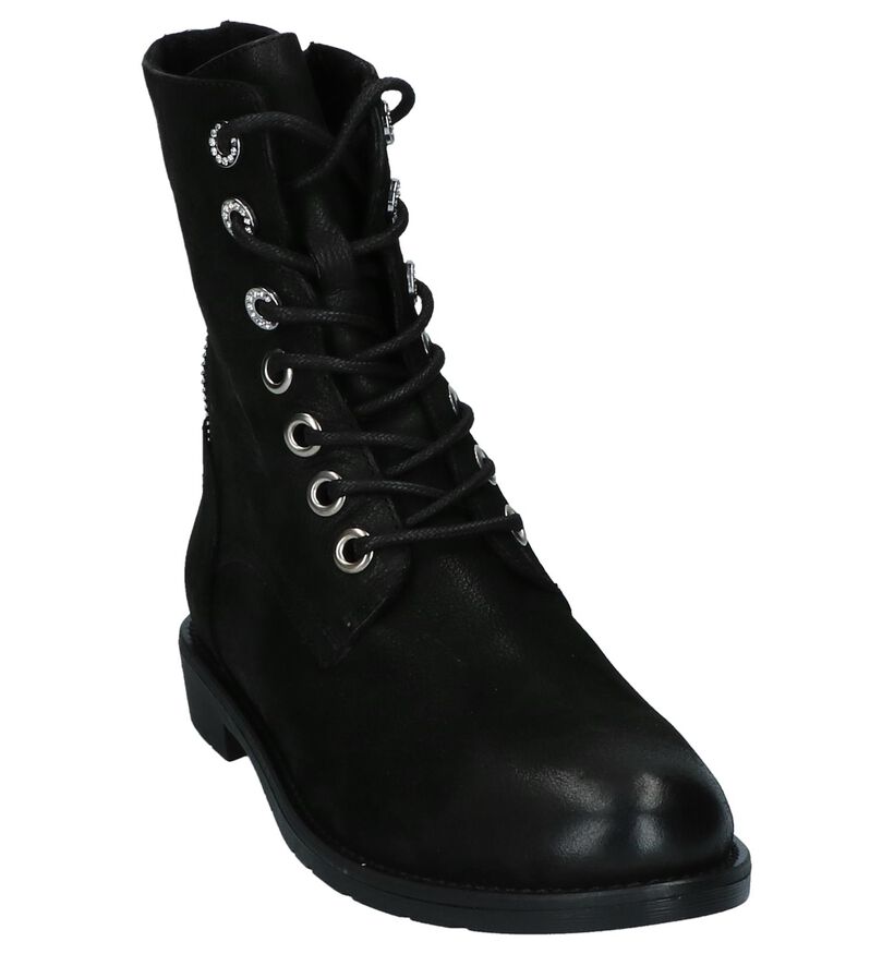 Zwarte Boots met Rits/Veter SPM in nubuck (226837)