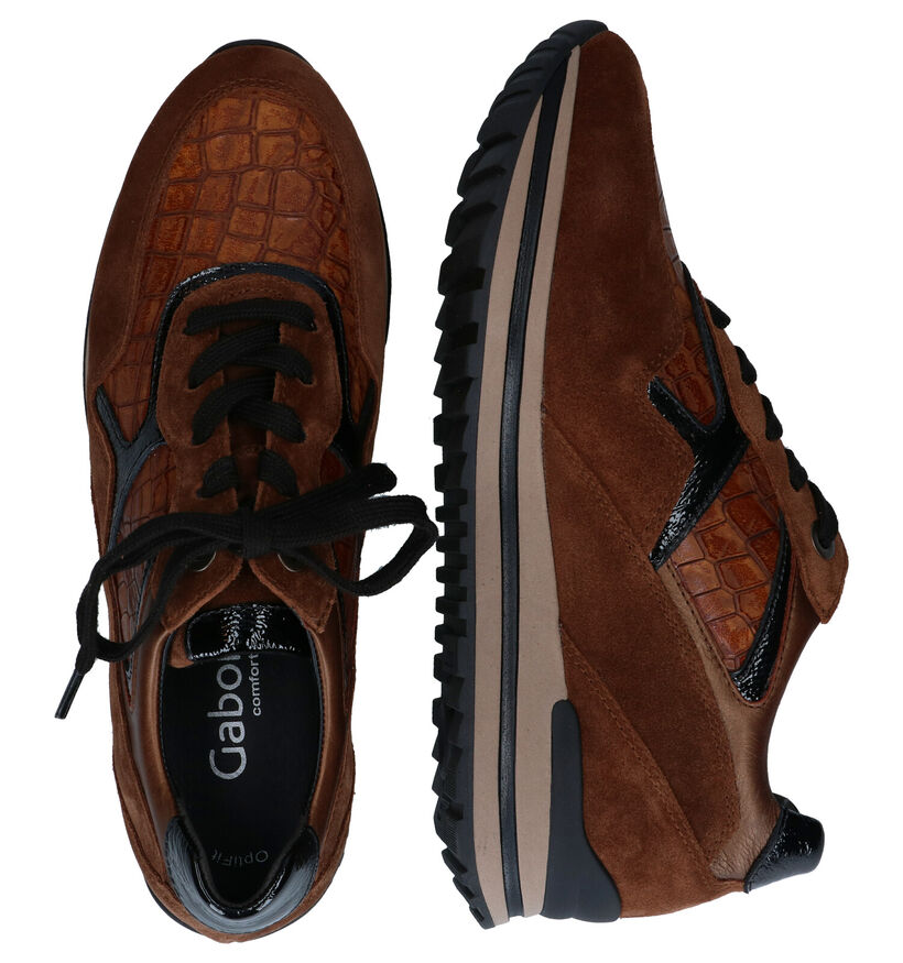 Gabor Comfort Chaussures à lacets en Cognac en cuir (297401)