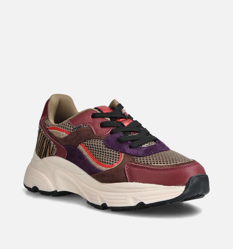 Posh by Poelman Bordeaux/Bruine Sneakers voor dames (361450) - geschikt voor steunzolen