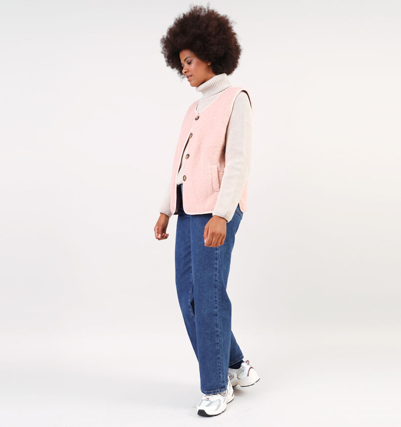 Dolce C. Veste duveteuse courte sans manches en Rose pour femmes (350615)