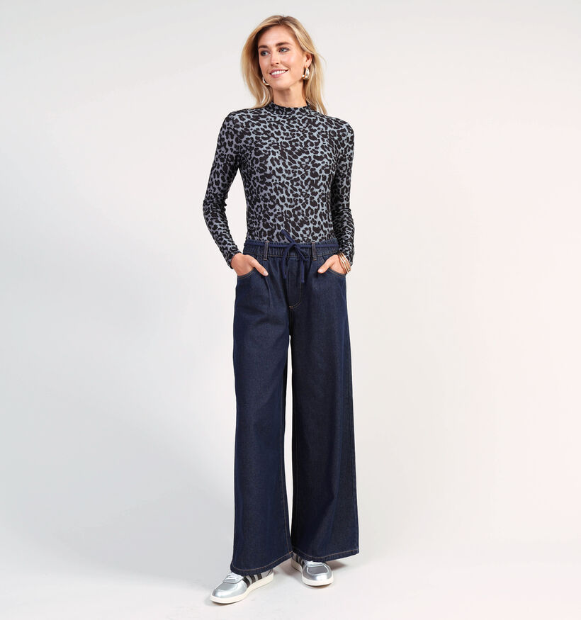 Vila Leoa Bruine T-shirt Leopard Vila Leoa High Neck Grijze Trui voor dames (361330)