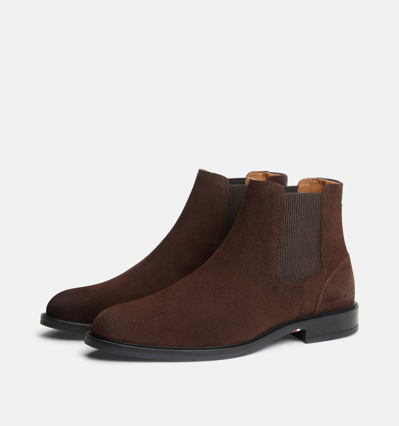 Tommy Hilfiger Corporate Dressy Suede Bottines Chelsea en Brun fonc&eacute; pour hommes (378160)