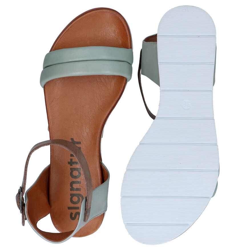 Signatur Sandales plates en Bleu clair en cuir (293035)
