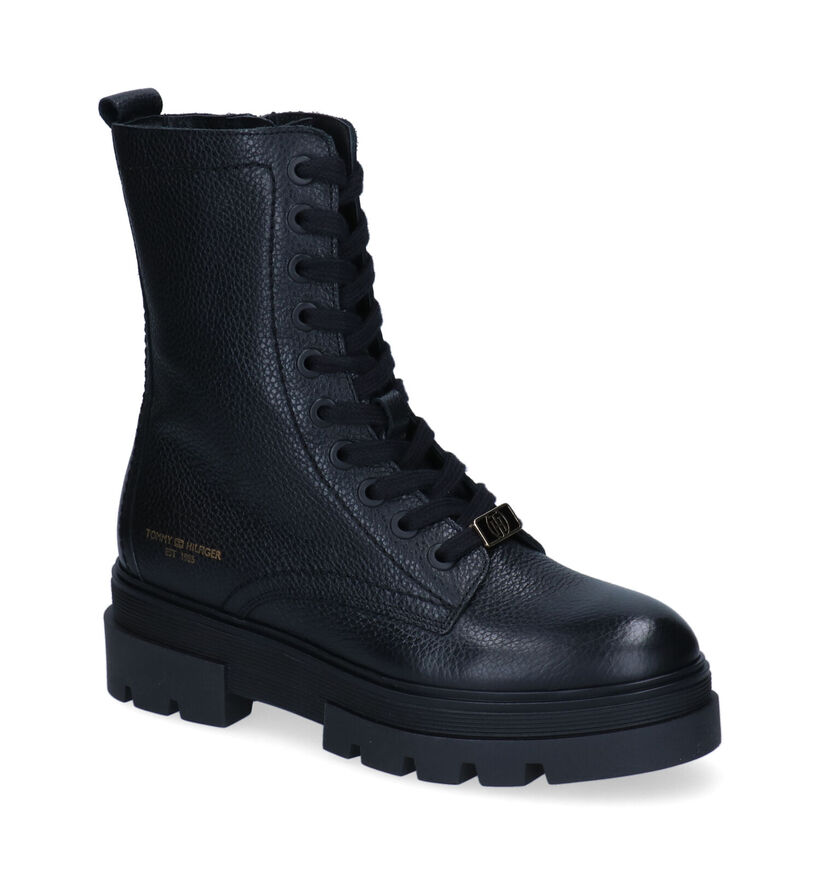 Tommy Hilfiger Monochromatic Boots de motard en Noir pour femmes (329327)