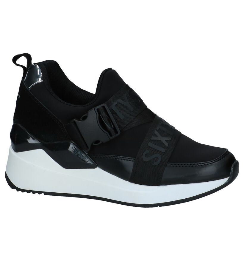 Sixtyseven Waseda Zwarte Sneakers met Verborgen Sleehak, Zwart, pdp