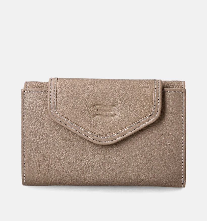 Crinkles Porte-monnaie à rabat en Taupe pour femmes (358510)