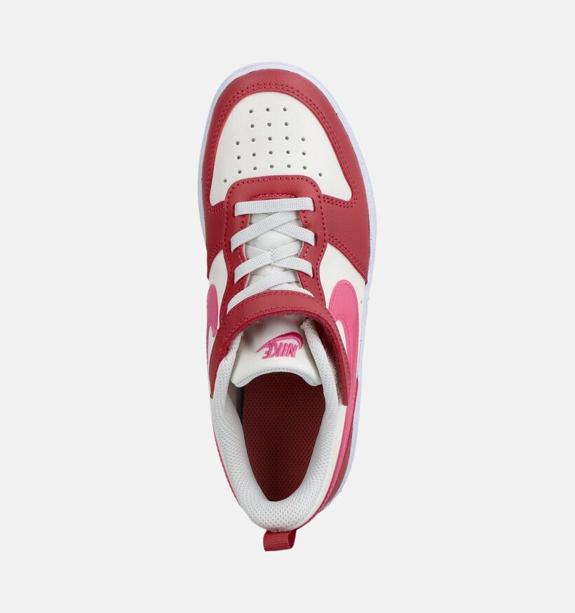 Nike Court Borough Low Baskets en Rouge/Blanc pour filles (380748)