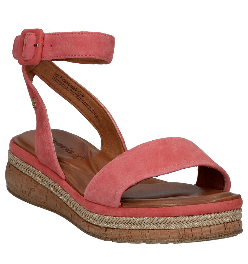 Tamaris Sandales compens&eacute;es en Rose en daim (289661)