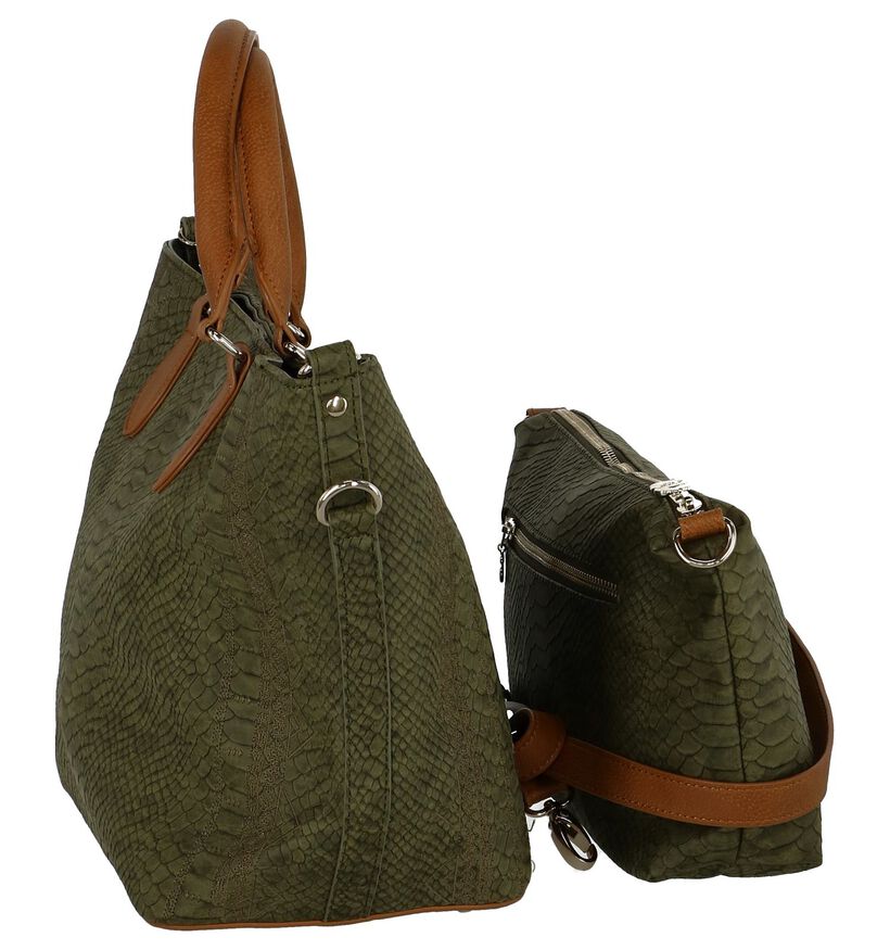 Kaki Bag in Bag Handtas Desigual met Crocoprint, , pdp
