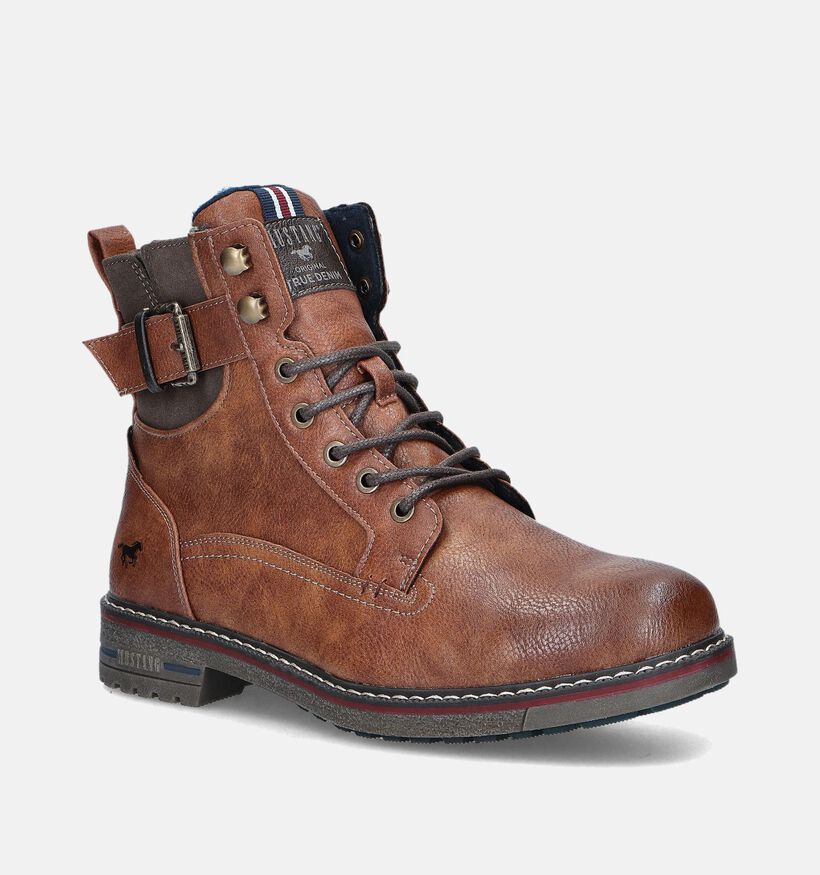 Mustang Boots à lacets en Cognac pour hommes (347496)
