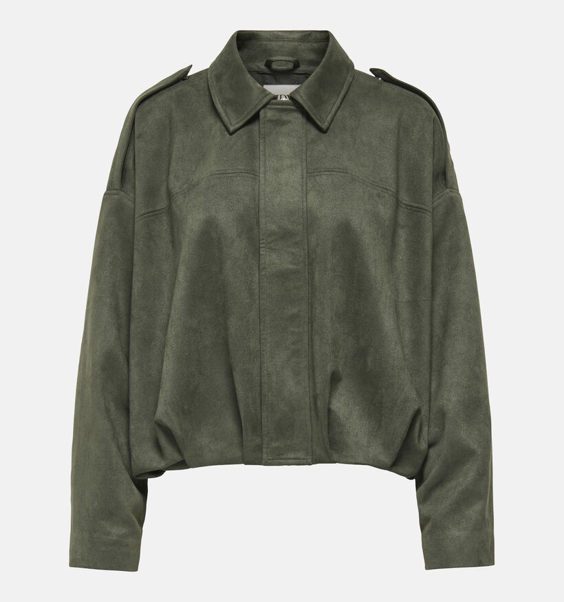 JDY Nia Faux Suede Manteau court en Vert fonc&eacute; pour femmes (385811)
