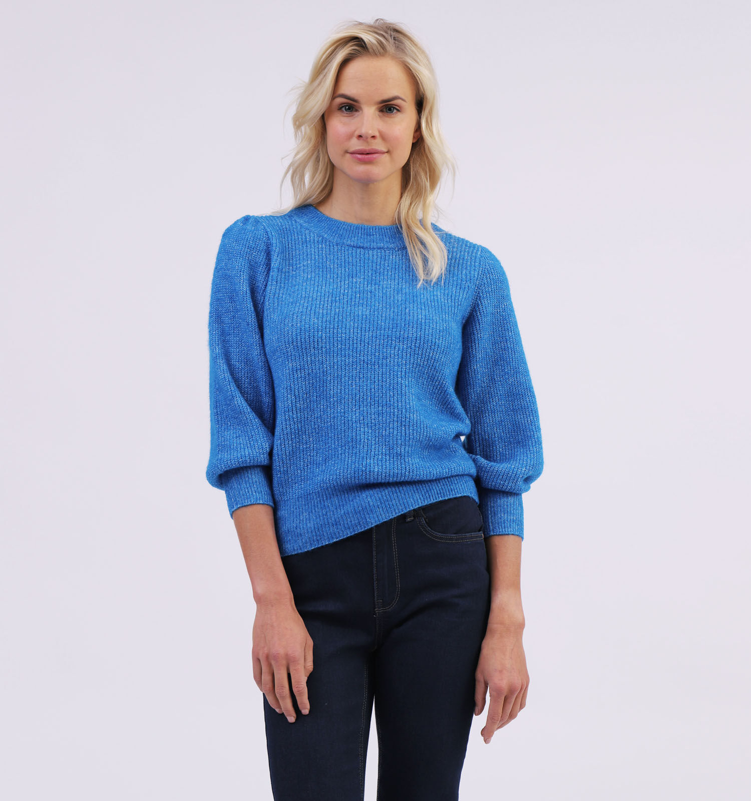 Vero Moda Vigga Blauwe Trui met Pofmouwen Dames Truien Online op TORFS.BE