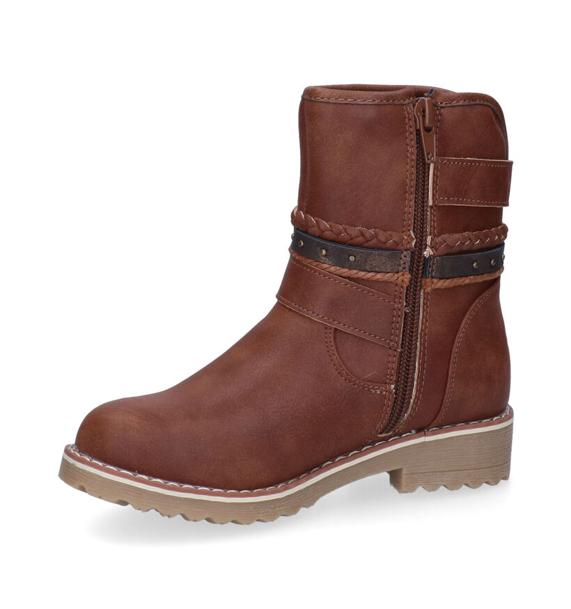 Milo & Mila Cognac Bottines in kunstleer (297201)