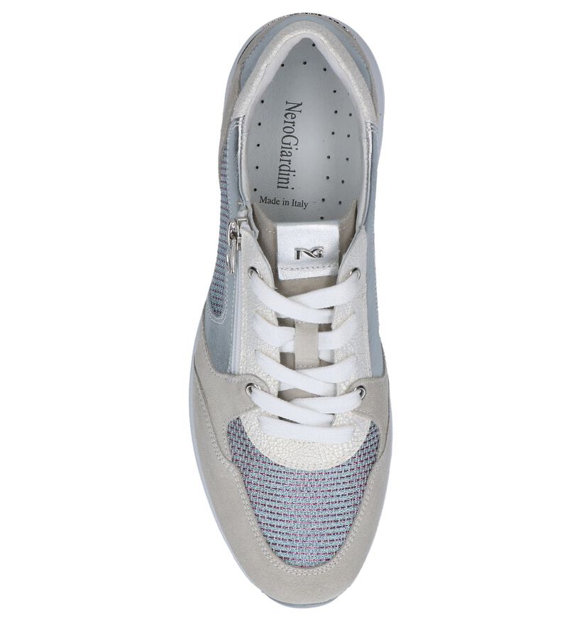 Beige/Zilveren Sneakers NeroGiardini in leer (240762)