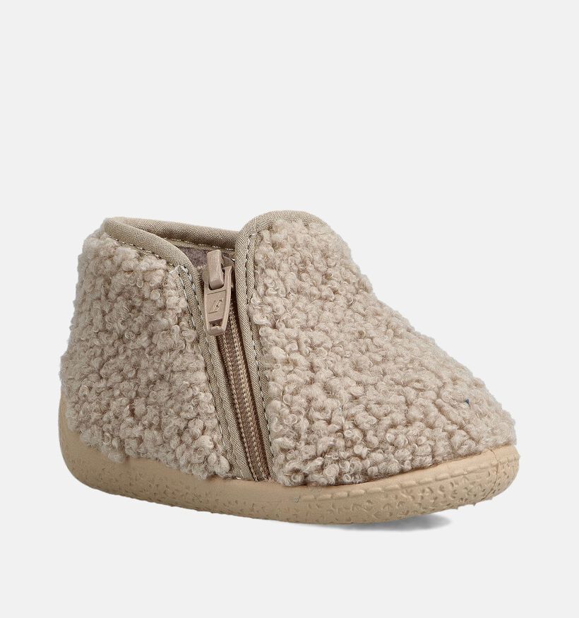 Milo & Mila Beige Teddy Pantoffels voor meisjes, jongens (364856) - geschikt voor steunzolen