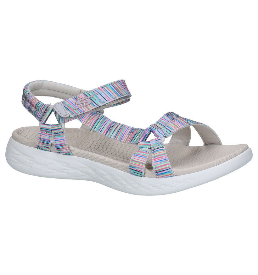 Skechers Sandales plates en Bleu foncé en textile (290290)