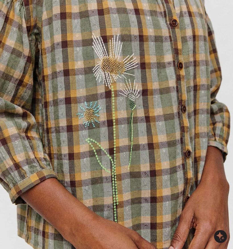 Orfeo Daniele Groene Geruite Blouse voor dames (381646)