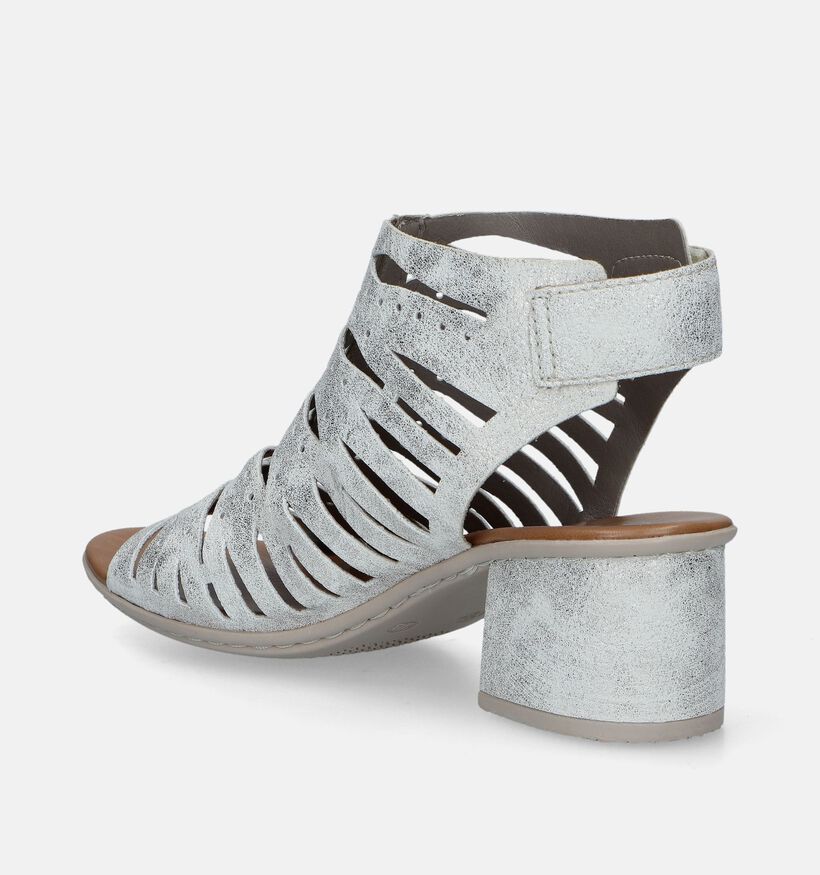 Rieker Zilveren Sandalen met blokhak voor dames (339085)