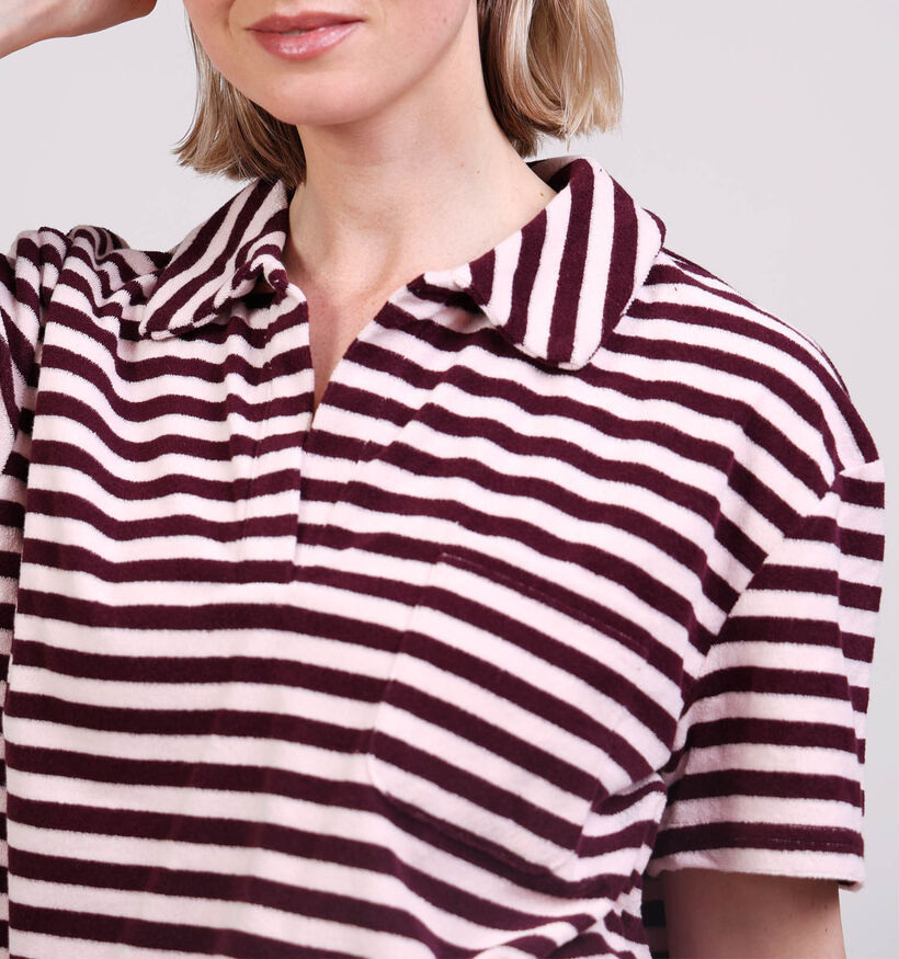 JDY Terry Collar T-shirt en Rose/Bordeaux pour femmes (374853)