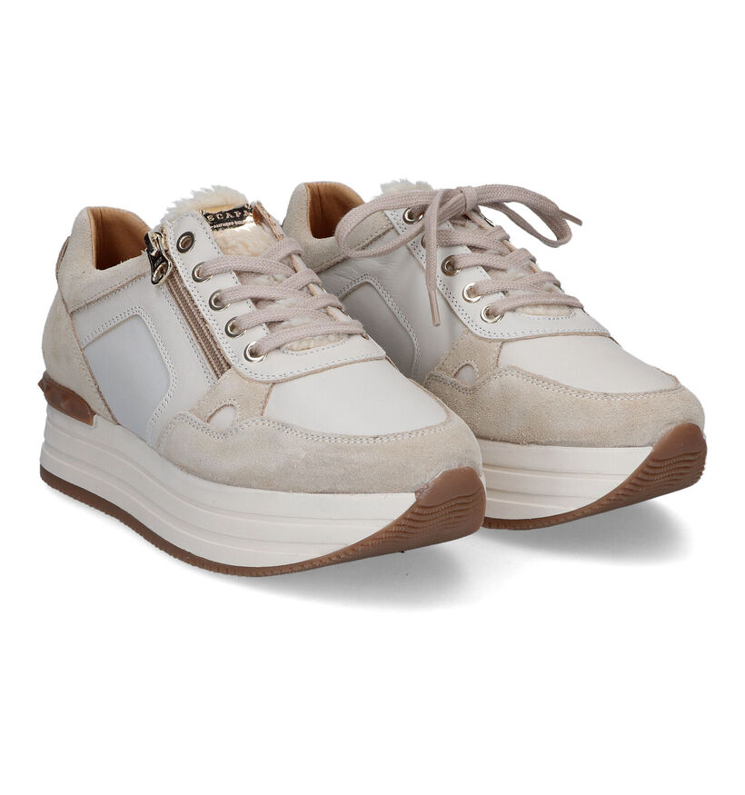 Scapa Beige Sneakers in leer (317202)