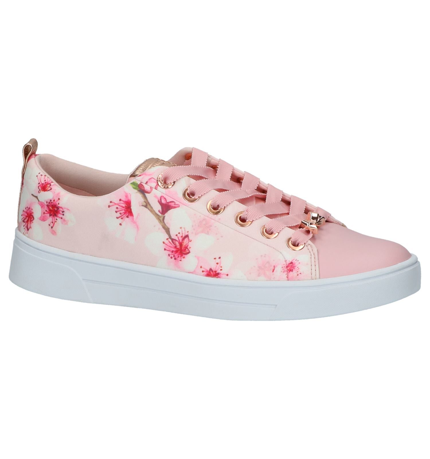 Roze Ted Baker Ahfira Sneakers met Bloemenprint Dames Sneakers Online op TORFS.BE
