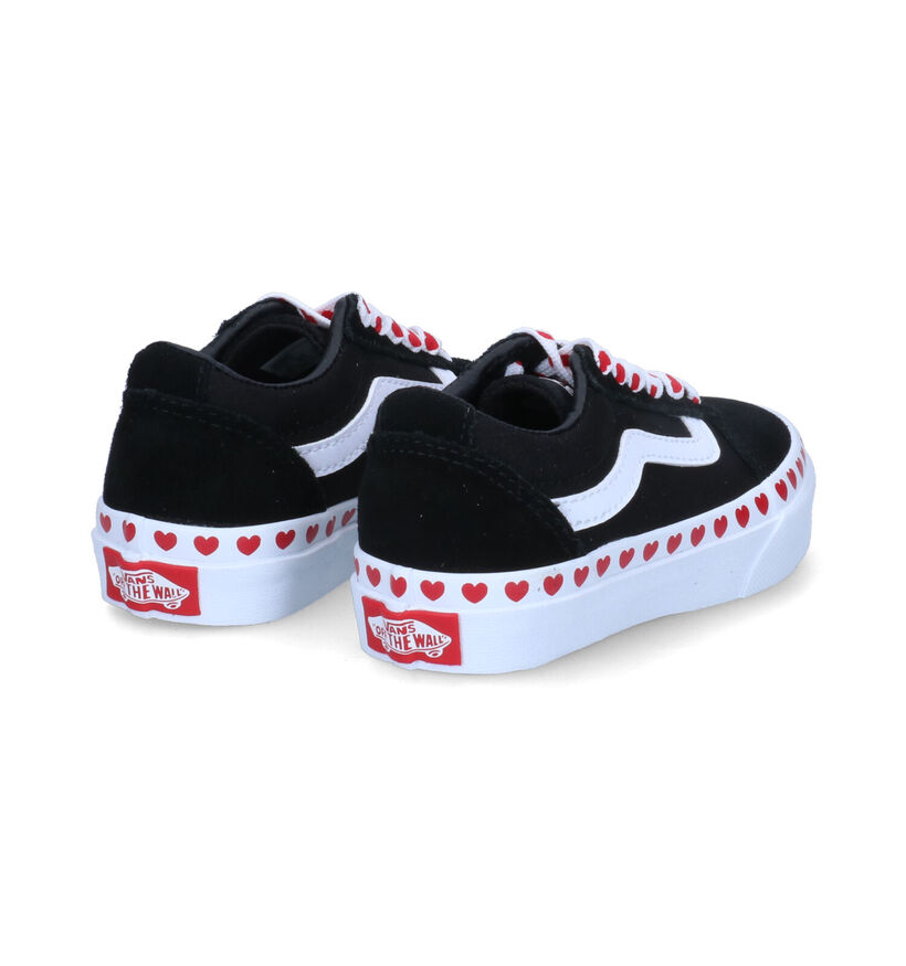 Vans Ward Heart Foxing Zwarte Sneakers voor meisjes (303053)