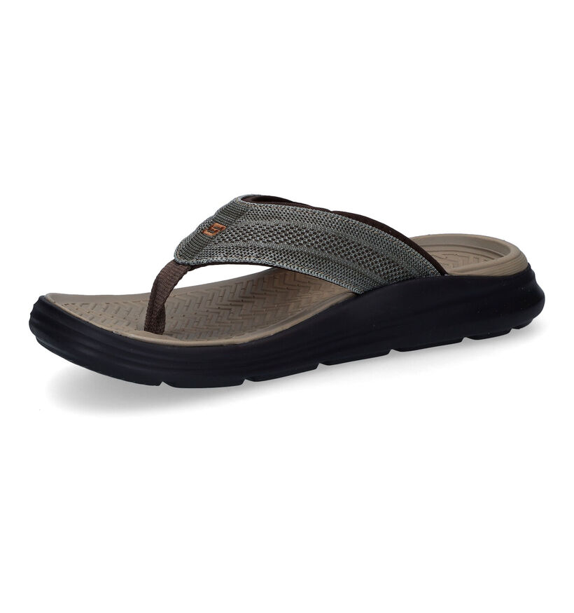 Skechers Relaxed Fit Sargo Point Vista Bruine Teenslippers in stof (306028)