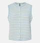 Pieces Malou Stripe Beige/Lichtblauwe Gilet voor dames (367083)