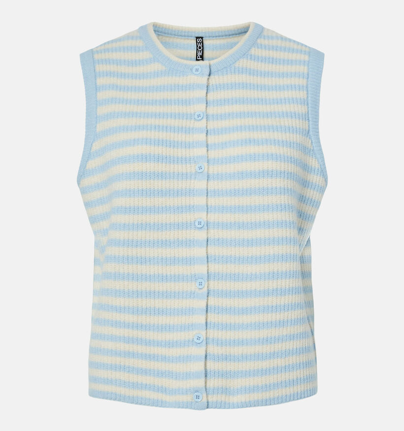 Pieces Malou Stripe Beige/Lichtblauwe Gilet voor dames (367083)