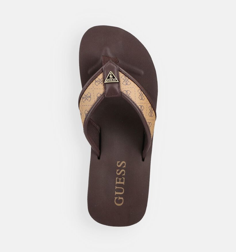 Guess Dingle Tongs en Marron pour hommes (369912)