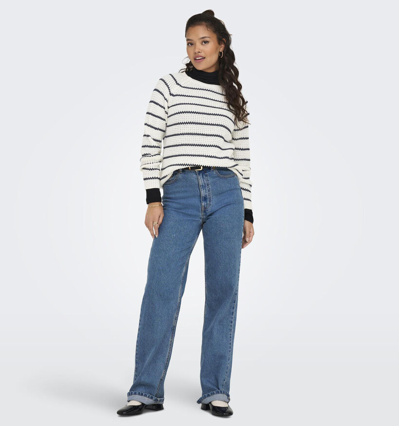 JDY Ellen Raglan Pull rayé en Blanc pour femmes (335800)