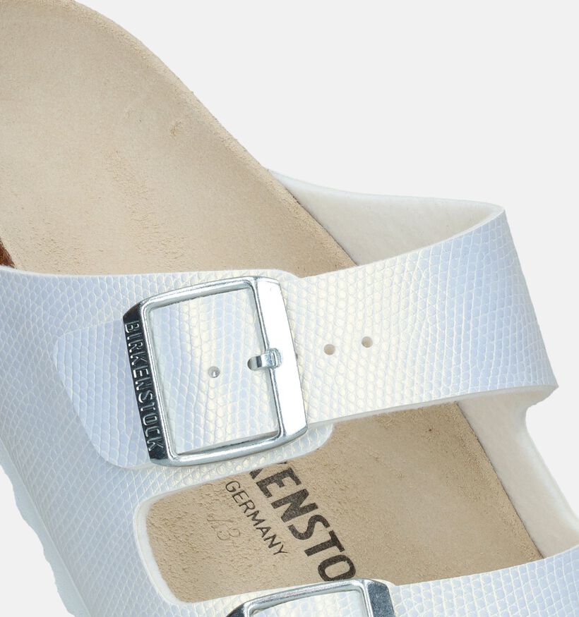 Birkenstock Arizona Birko Flor Embossed Witte slippers voor dames (338029)