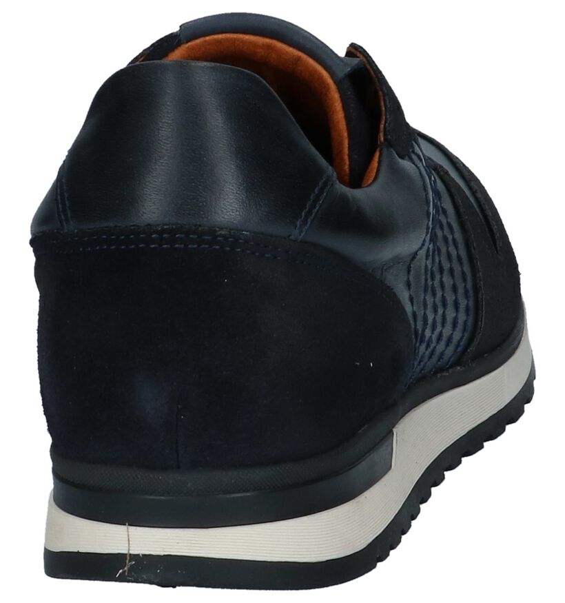 Donkerblauwe Casual Veterschoenen Borgo Sport in leer (227591)