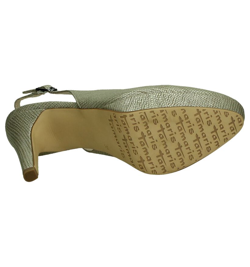 Tamaris Gouden Pumps High Heels met Open Hiel, , pdp