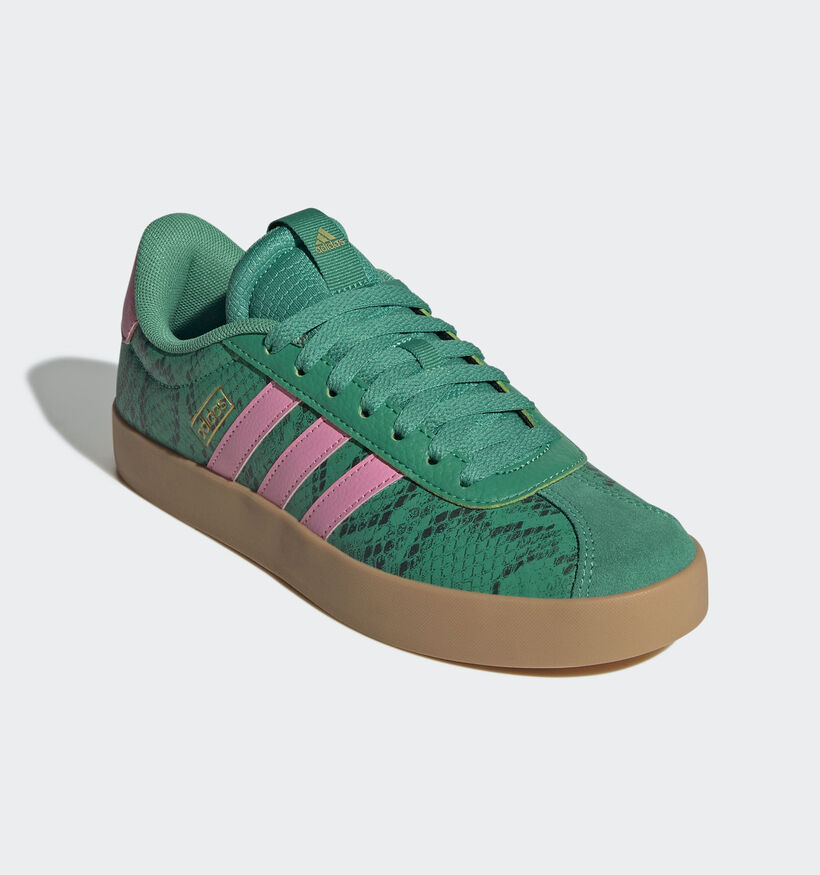 adidas VL Court 3.0 Baskets en Vert/Rose pour femmes (365420) - pour semelles orthopédiques
