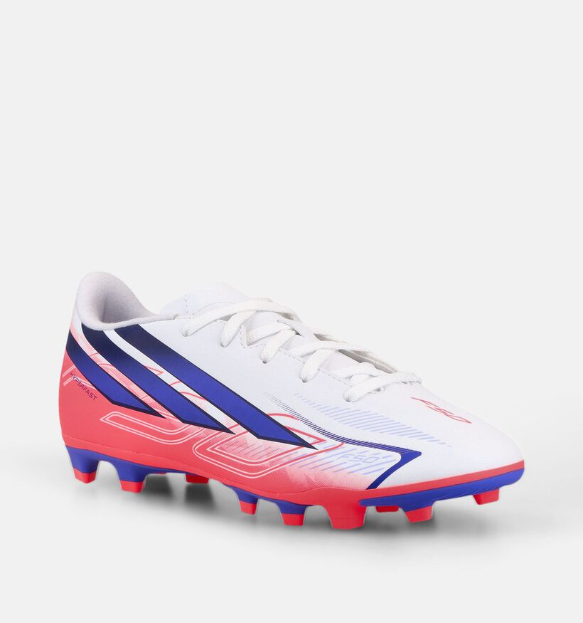 adidas F50 Hyperfast Club Witte/Paarse Voetbalschoenen voor jongens, meisjes (375556) - geschikt voor steunzolen
