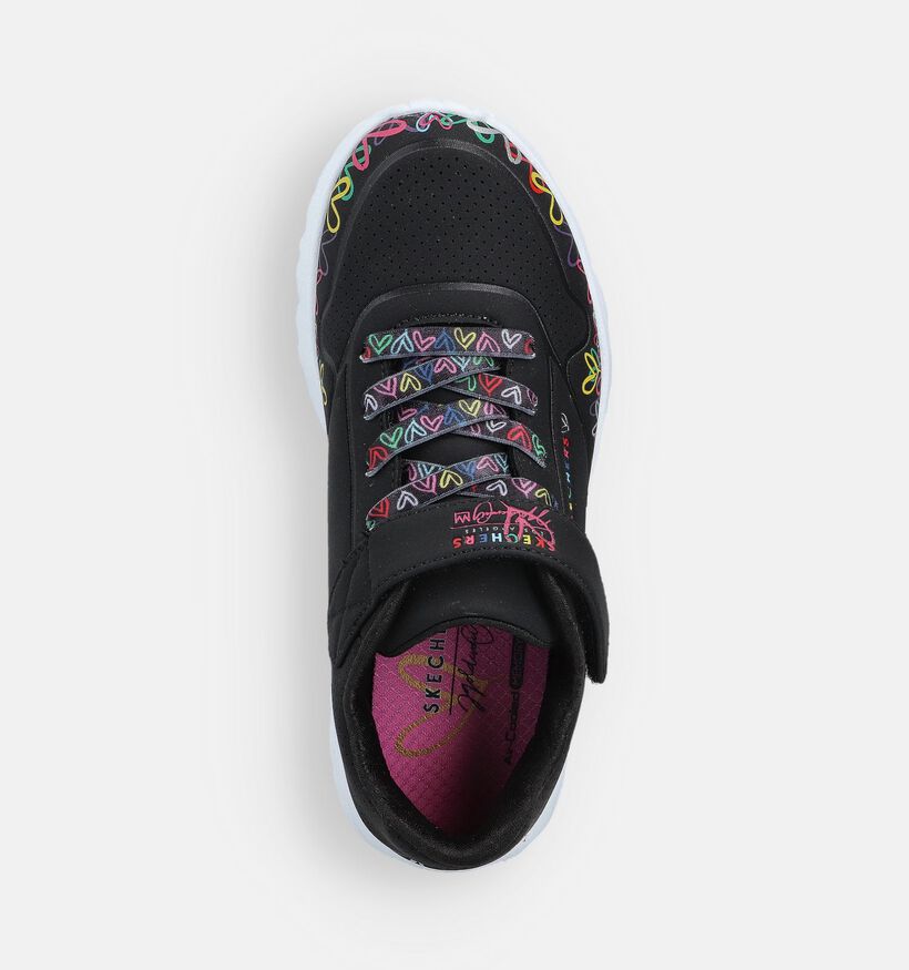 Skechers Uno Lite Heart Zwarte Sneakers voor meisjes (366294)