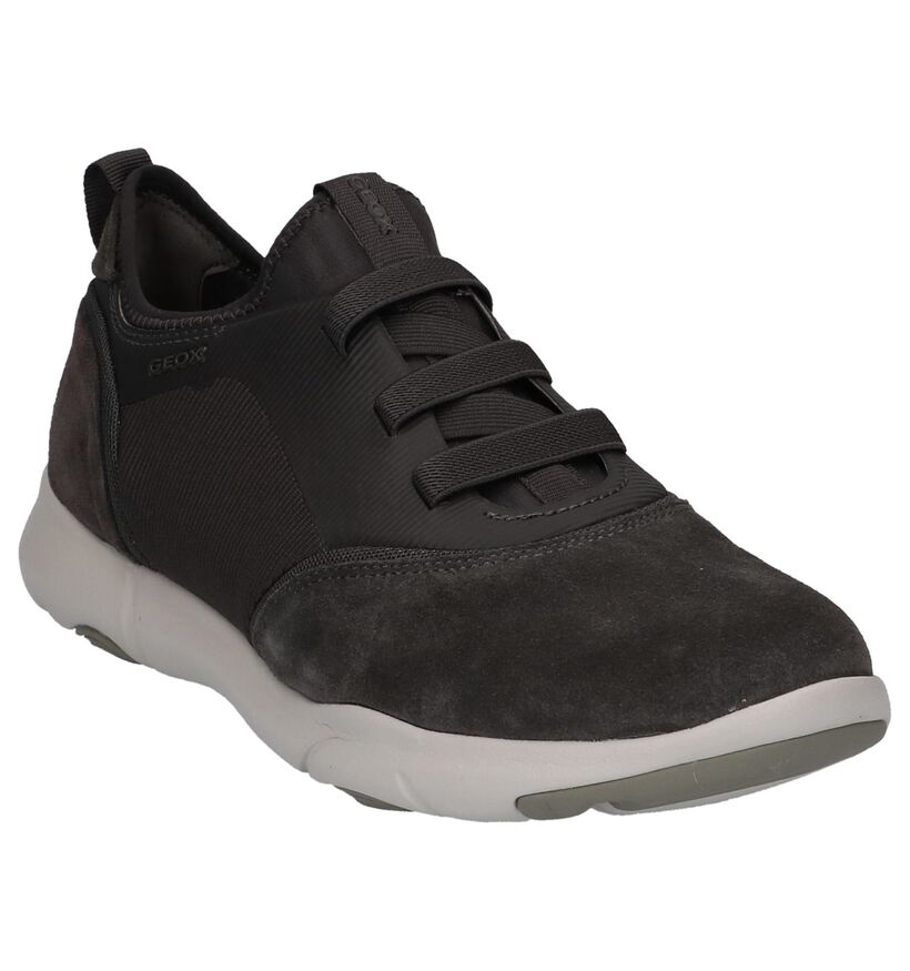 Donkergrijze Casual Instappers Geox Nebula in daim (220227)