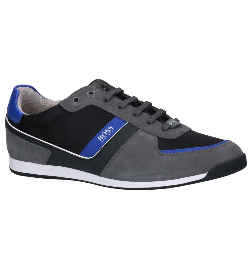 Grijze Hugo Boss Glaze Low Veterschoenen in stof (251617)