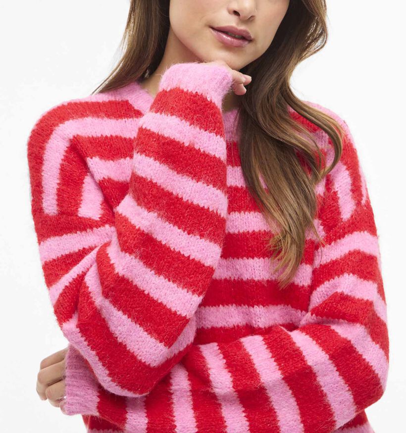 Vila Marley Rode/Roze Gestreepte Trui voor dames (369459)