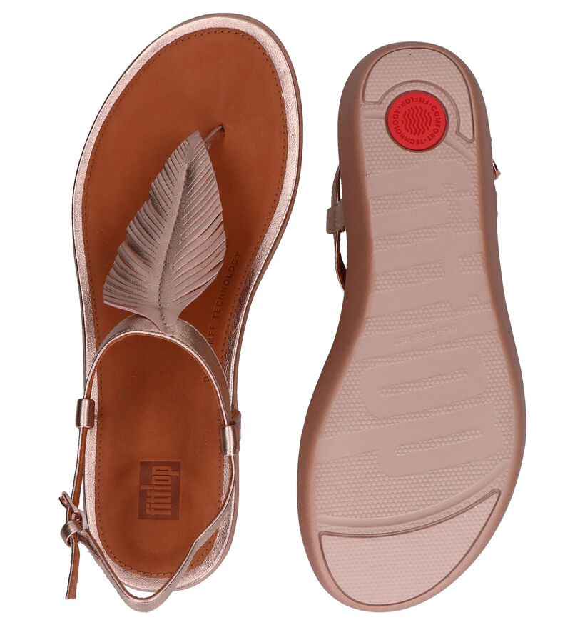 FitFlop Tia Feather Sandales en Rose gold en cuir (286115)