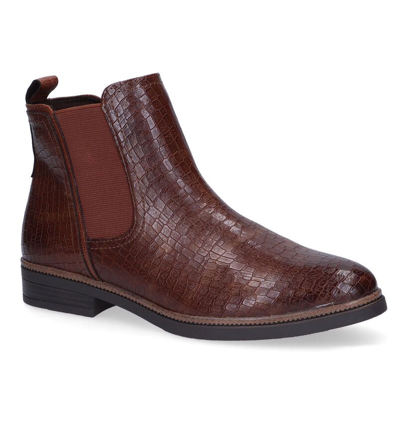 Marco Tozzi Bottines plates en Brun foncé en simili cuir (296962)