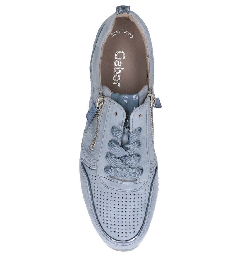 Gabor Chaussures à lacets en Bleu clair en cuir verni (245413)