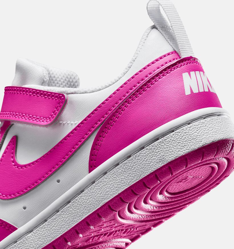 Nike Court Borough Low Sneakers Wit/Fuchsia voor meisjes (350501) - geschikt voor steunzolen