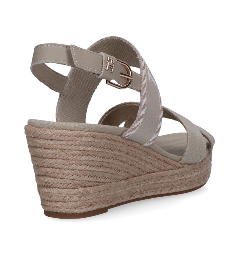 Tommy Hilfiger Seasonal Webbing Wedge Sandales en Vert en textile (321019)